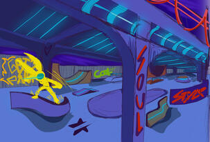 Concept art for Axel Stage.